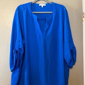 Chaus Bright Blue V-Neck Blouse – Size 3X – Like New